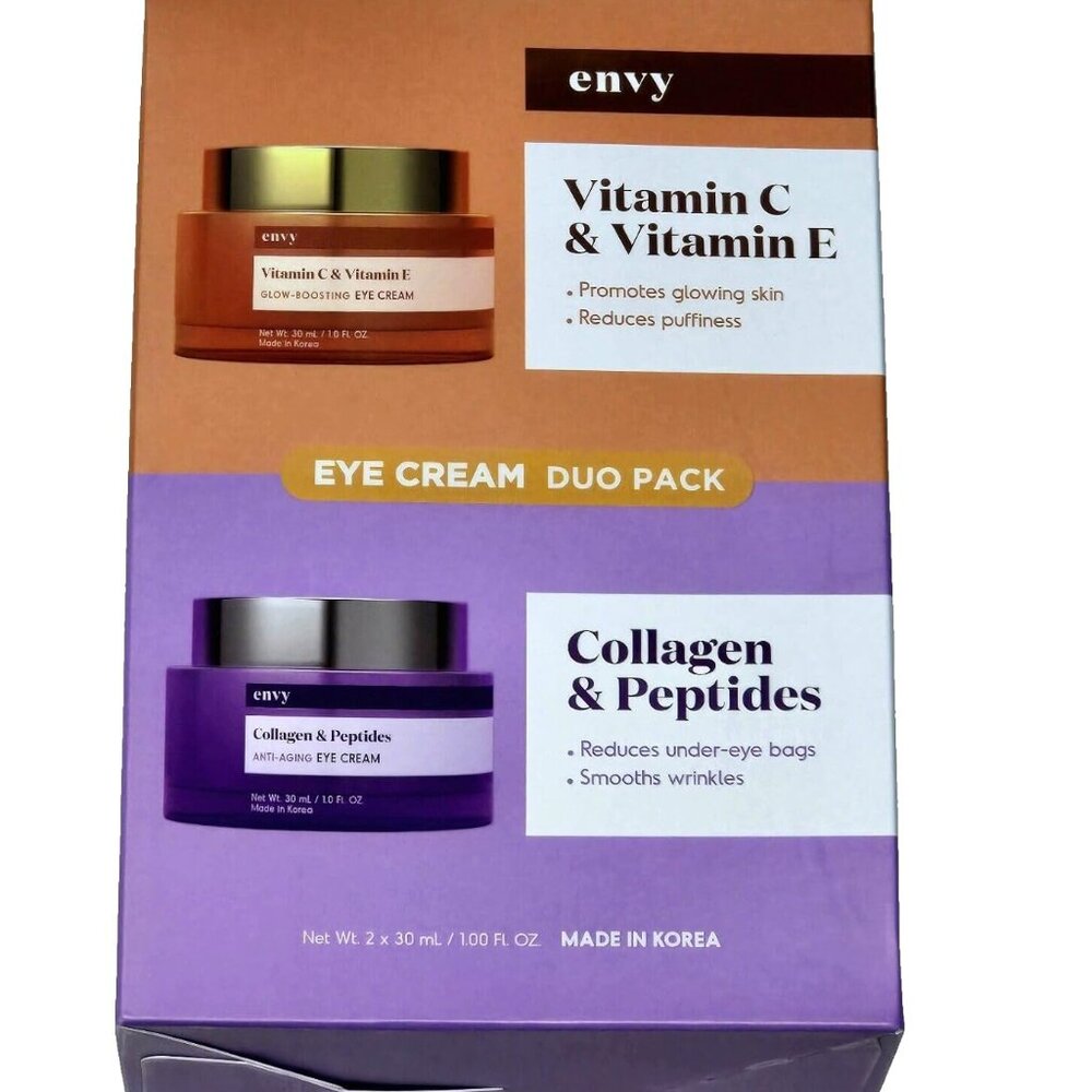 Envy Eye Cream Duo Pack Vitamin C & E, Collagen & Peptides 1 fl. oz each NEW